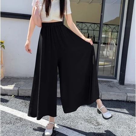 Seluar skirt palazo plus size Women's slim casual pants seluar muslimah longgar high waist wide leg white pants women