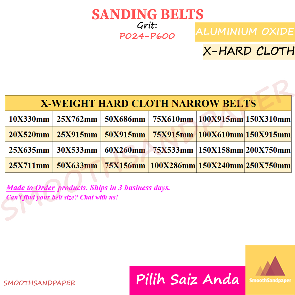 13X610mm X-Hard Cloth Sanding Belts / Aluminium Oxide 气动小砂带金属抛光打磨 硬布氧化铝红砂带 image 4