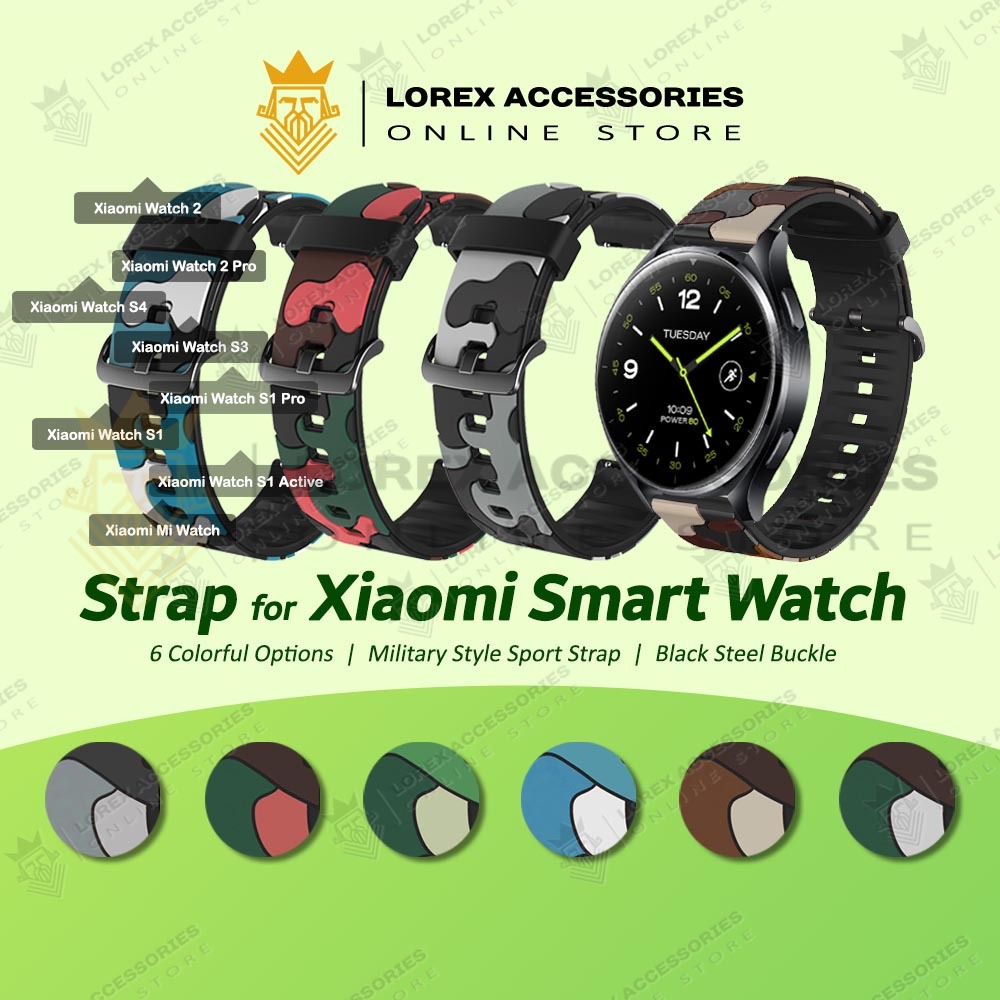 Strap for Xiaomi Watch 2, 2 Pro, S4, S3, S1 Active, Fashion Military Style 22mm, Black Steel Buckle (mi smartwatch)