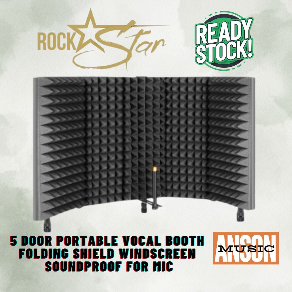RockStar 5 Door Portable Vocal Booth Folding Shield Windscreen Soundproof For Mic