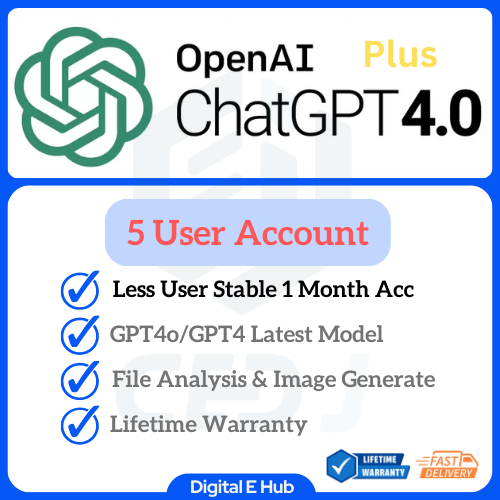 ChatGPT 4o Premium Plus Account⚡5 User Account⚡Lifetime Warranty⚡Stable Account