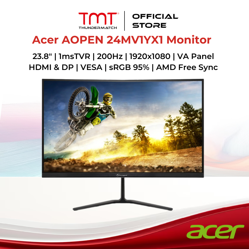 Acer AOPEN 24MV1YX1 23.8" Monitor | 1ms | 200Hz | 1920x1080 | VA Panel | HDMI&DP | VESA | sRGB 95% |