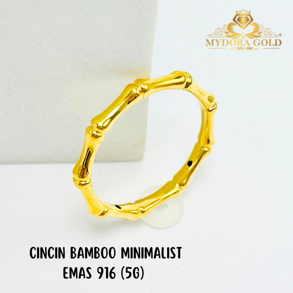 MYDORA Cincin Bamboo Minimalist EMAS 999/24K & EMAS 916/22K
