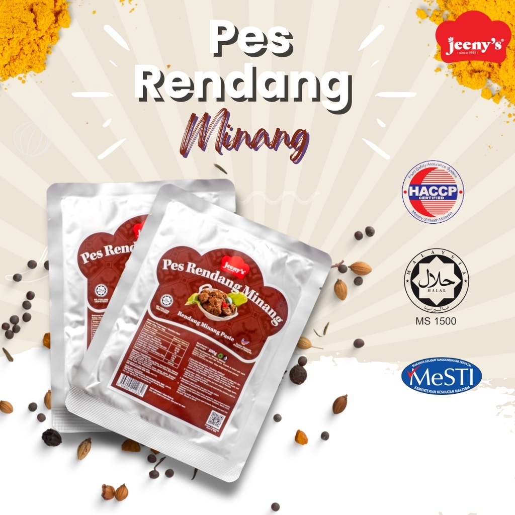 Jeeny's Pes Rendang Minang/Rendang Minang Paste/Rendang Daging Rendang Ayam Cooking Paste Halal 100g