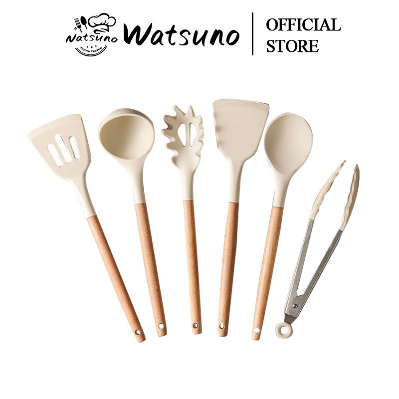 Watsuno 6 Piece Silicone Cookware Set Kitchen Cookware Silicone Spatula Utensils Non-stick Food Grade Cooking Set