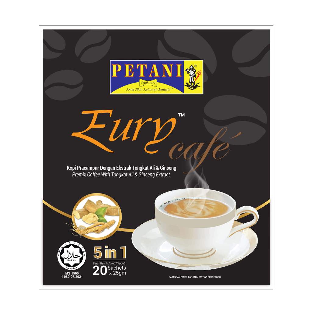 PETANI Eury Cafe 5 in 1 Kopi Pracampuran Ekstrak Tongkat Ali & Ginseng 20s X 25g