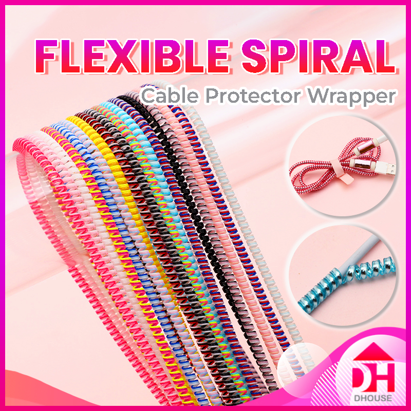 Spiral Cable Cord Wrapper Cover Protection Mobile Phone Charger USB Wire Earphone Pelindung Kabel