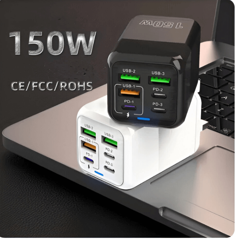 [3 Pin ]150W White Fast Charge Type C Quick Charge 3.0 USB Charger Adapter PD USB Charger Fast Charging