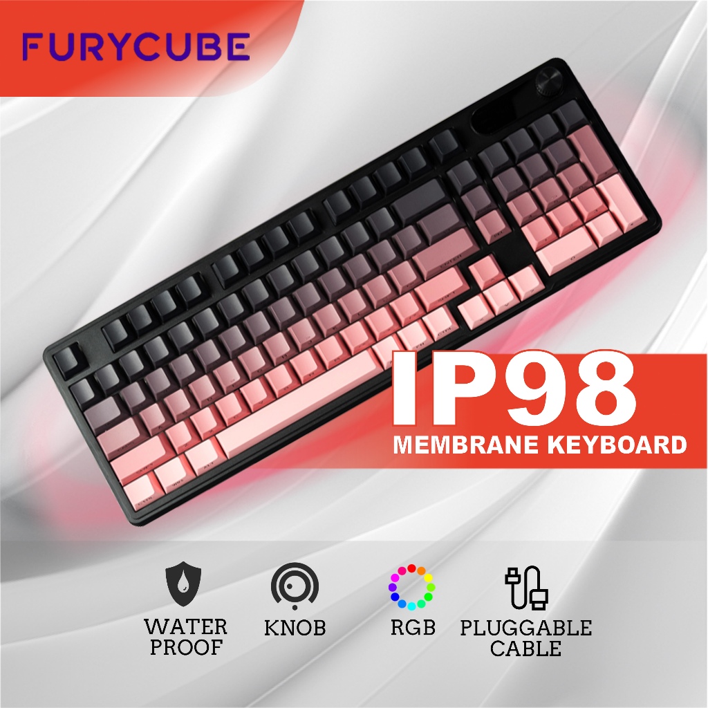 FURYCUBE IP98 Membrane Keyboard Waterproof Gradient Keycaps Mechanical Gaming Keyboard Feel
