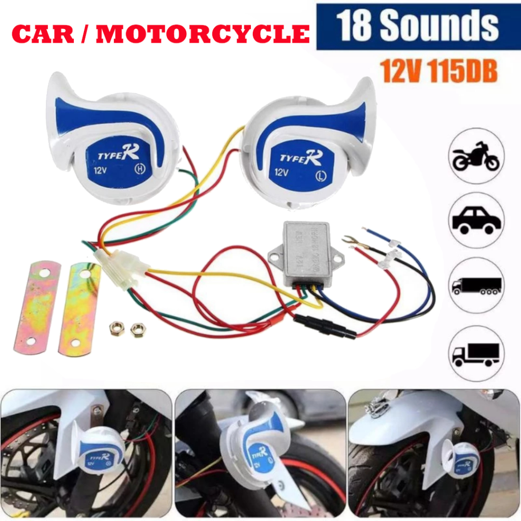 MUSIC BM HORN 18 Sound 115db Car Lorry TYPE R Digital Electric Magic Horn Air Snail Hon Kereta Lori