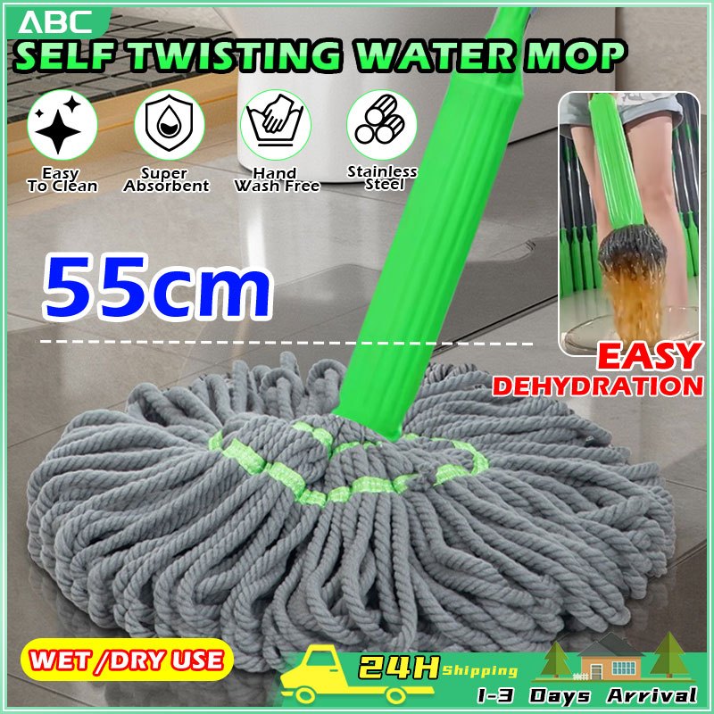 1-Second Dehydration Bamboo Fiber Self Twisting Rotating Mop Hand Wash Free Quick Dry Easy Clean Mop Cleansing Mopping