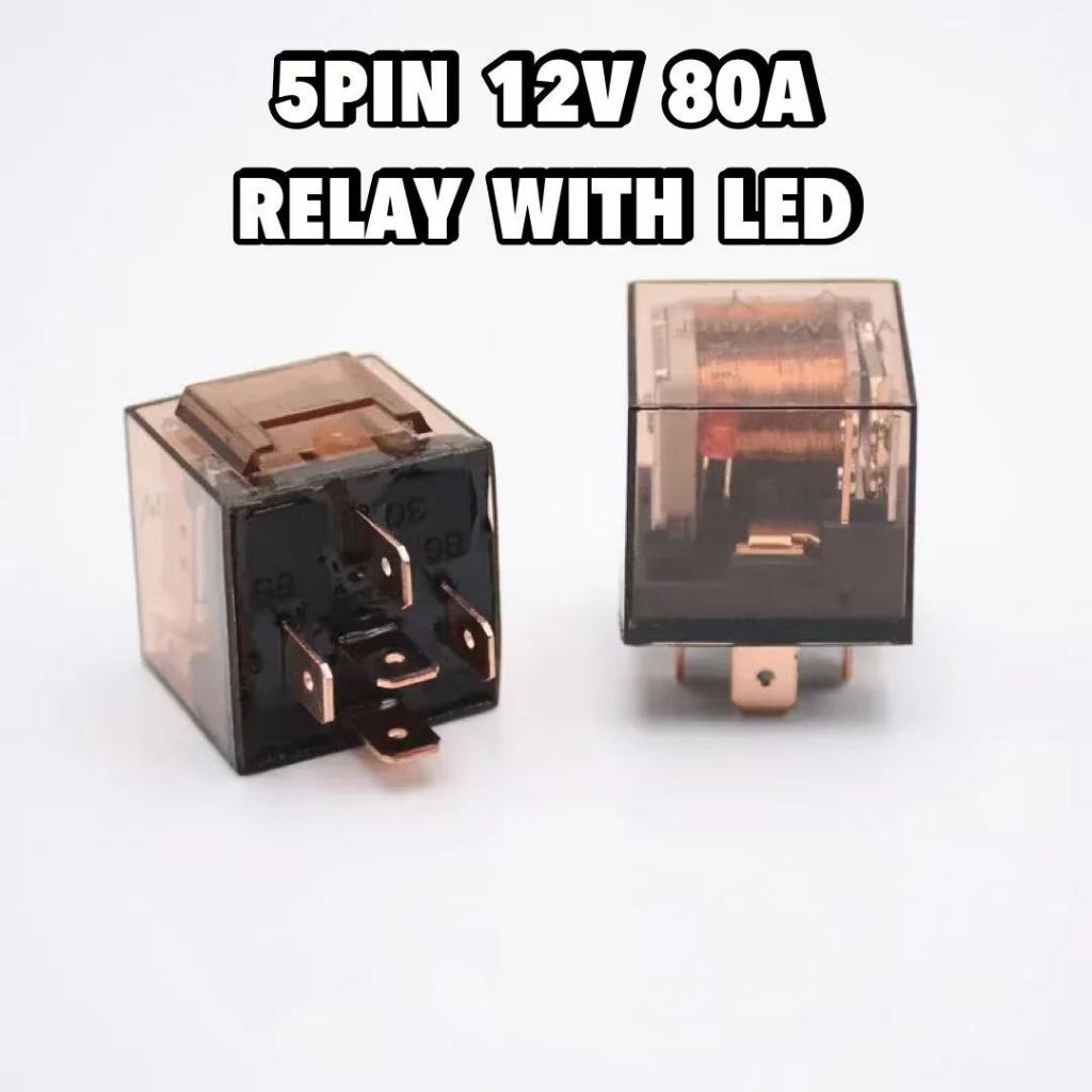 1PCS 12V 80A 5 PIN LED Relay Waterproof Pure Copper Lima Kaki Horn Relay Lampu Kereta