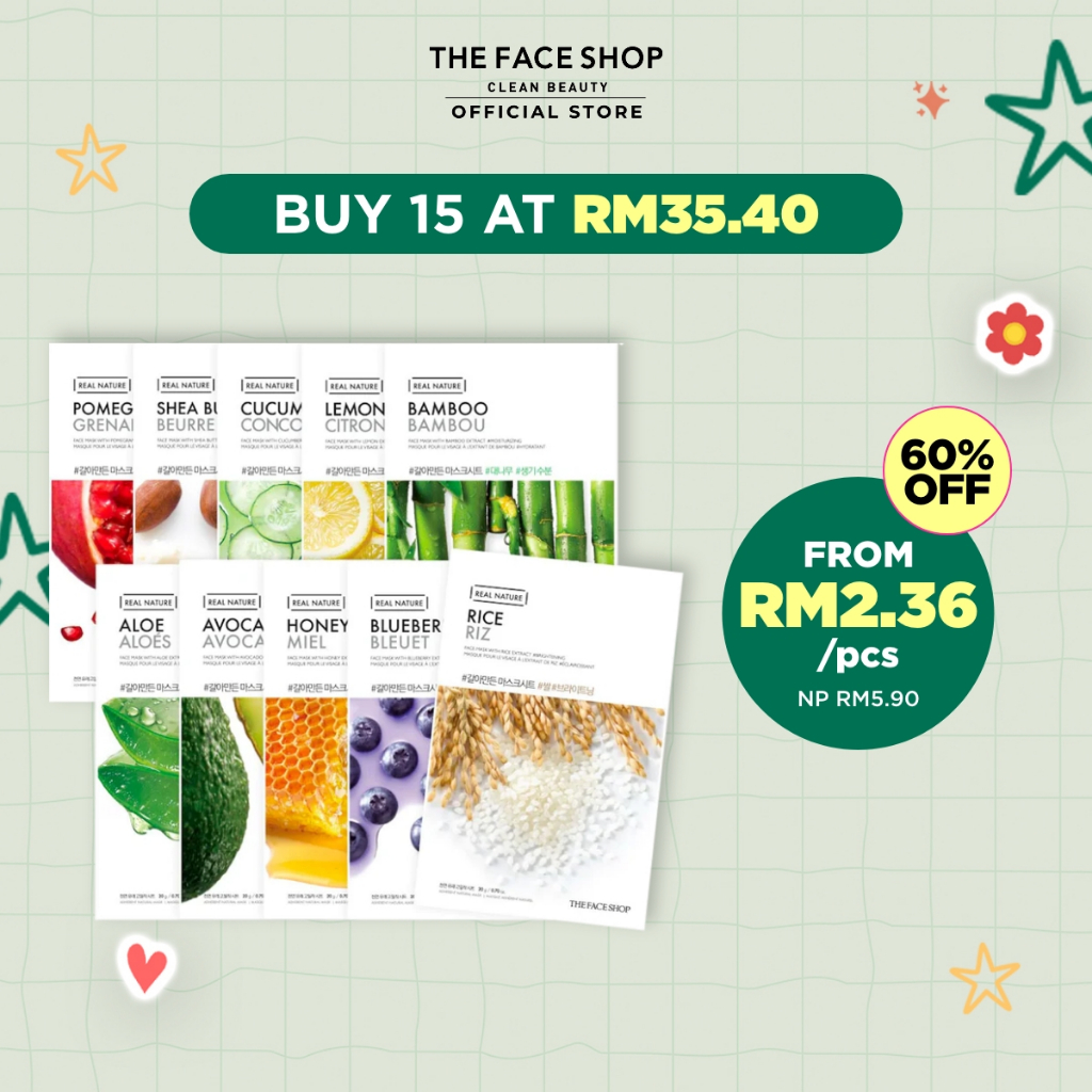 [Shopee No.1 Daily Mask] [THE FACE SHOP Official] Real Nature Mask Sheet Facial Masker Muka 面膜 Korea