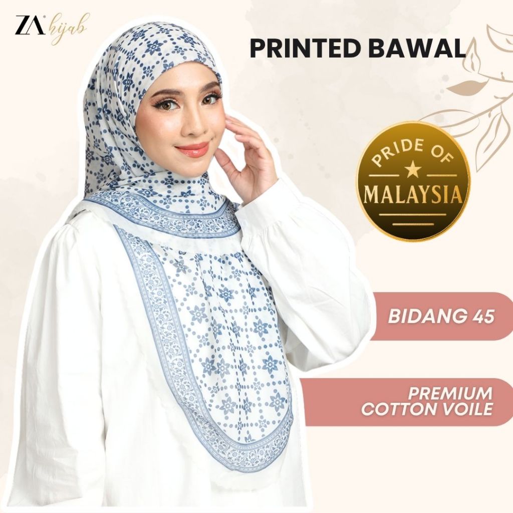 ZOE ARISSA NEW PRINTED HIJAB BAWAL BIDANG 45 RAYA HAJI 2025 TUDUNG BERCORAK MURAH SHAWL Viral SCARF COTTON VOILE TRAVEL