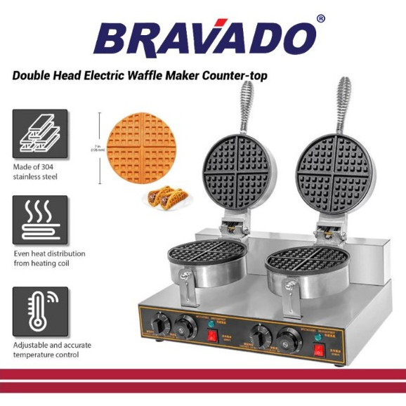BRAVADO ?Ready Stock Offer Price?Quality Best Commercial Double Head Electric Commercial Waffle Maker Waffle Machine
