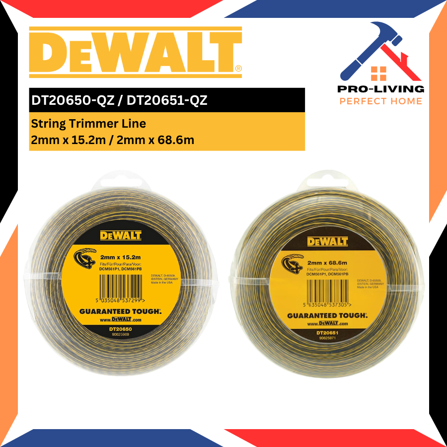 DEWALT DT20650-QZ / DT20651-QZ Tali Mesin Potong Rumput / String Trimmer Line  2mm x 15.2m or 2mm x 68.6m 割草绳