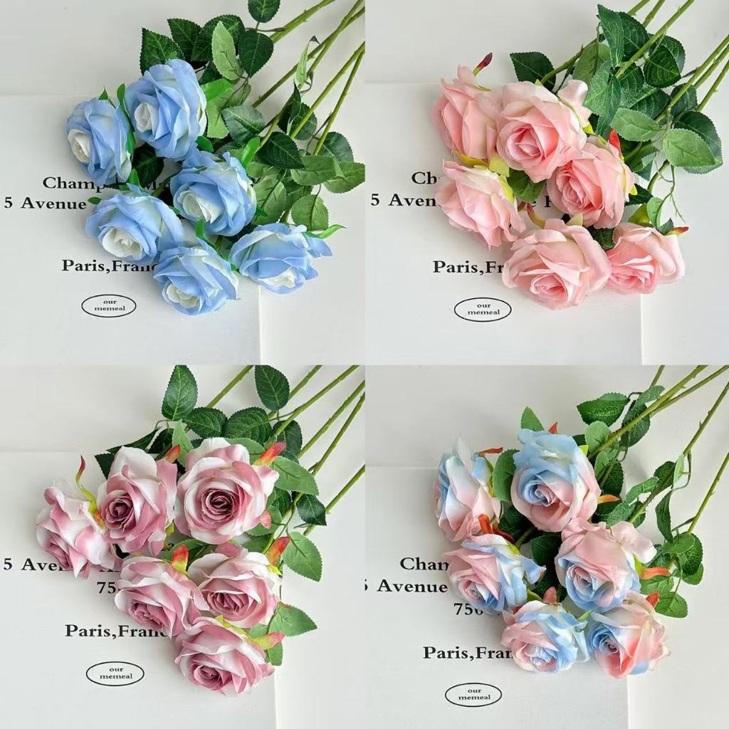 INS Style Ice Blue Artificial Rose Bunga Tiruan for Valentine’s Day & Home Decor Net Red Fake Flower