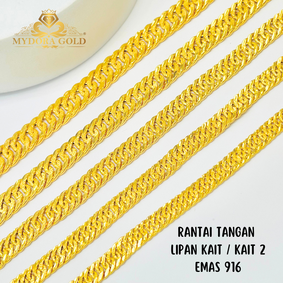 MYDORA Rantai Tangan Lipan Kait / Kait 2 | EMAS 916/22K