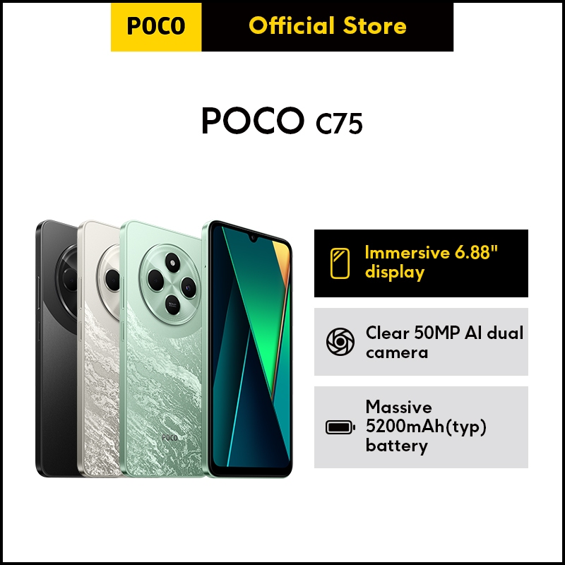 POCO C75 8GB RAM+256GB ROM/6.88'' 120Hz display/5160 mAh battery/NFC supported/smartphone