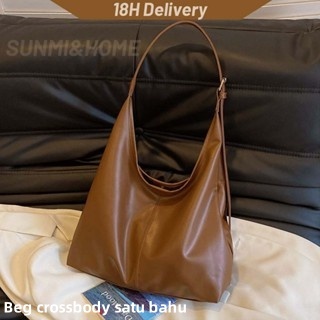 In STOCK SUNMI&HOME Niche Design Vintage Shoulder Bag N165 Fashion PU Leather Handbag Casual Commuter Large Capacity Bag
