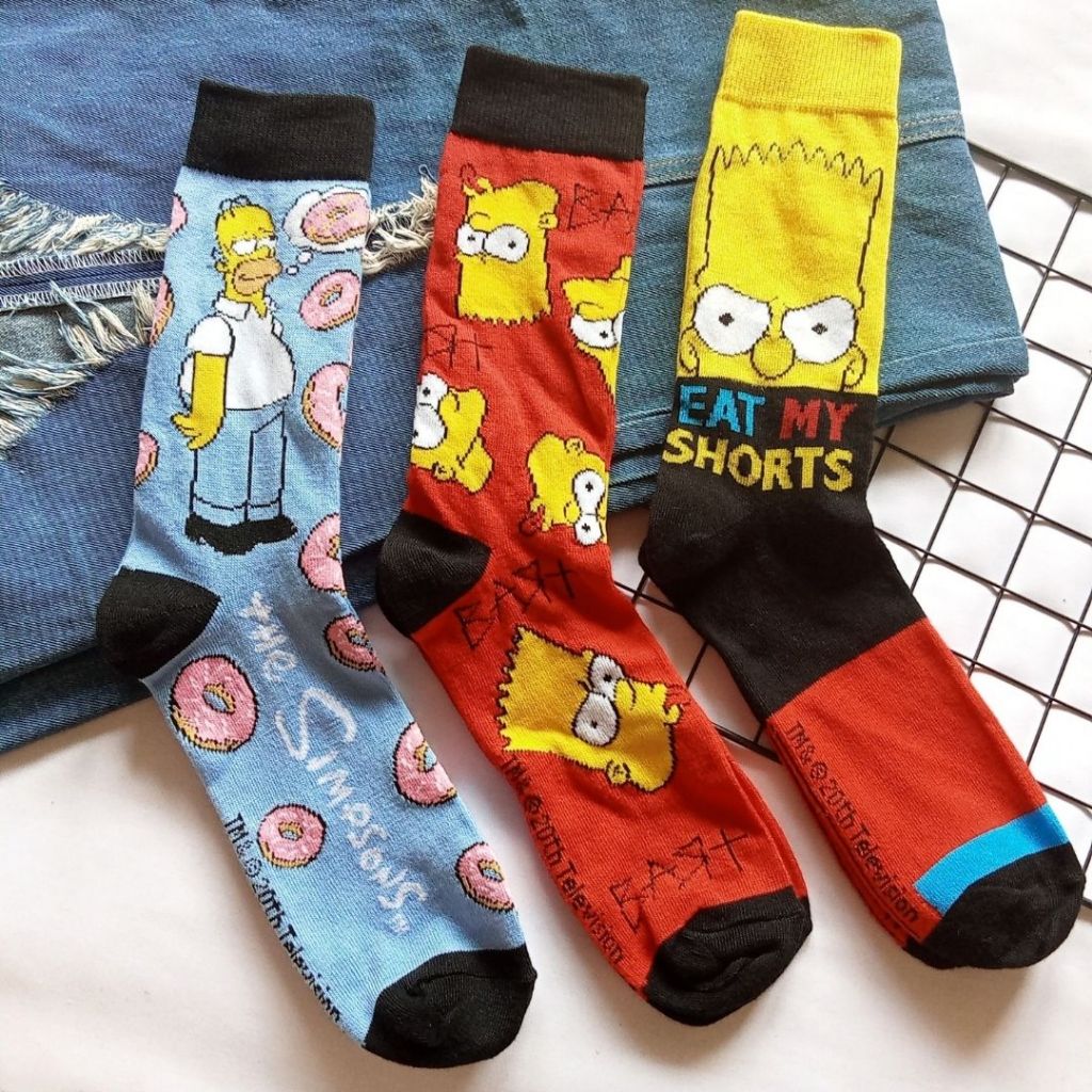 ❤️THE SIMPSONS❤️ UNISEX Cartoon Simpson Family Homer Donut Kristy Clown Comic Funky Hipster Collection Novelty Crew Sock