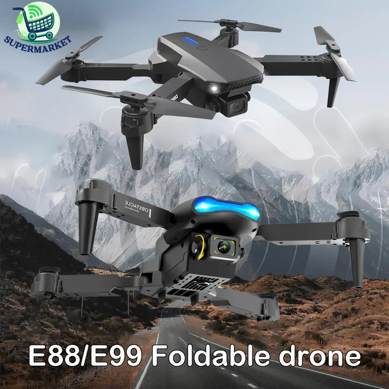 Dual Camera Drone E88 E99 K3 Quadcopter 4K HD WiFi FPV Foldable Drone Altitude Hold Dron Mainan Lipat