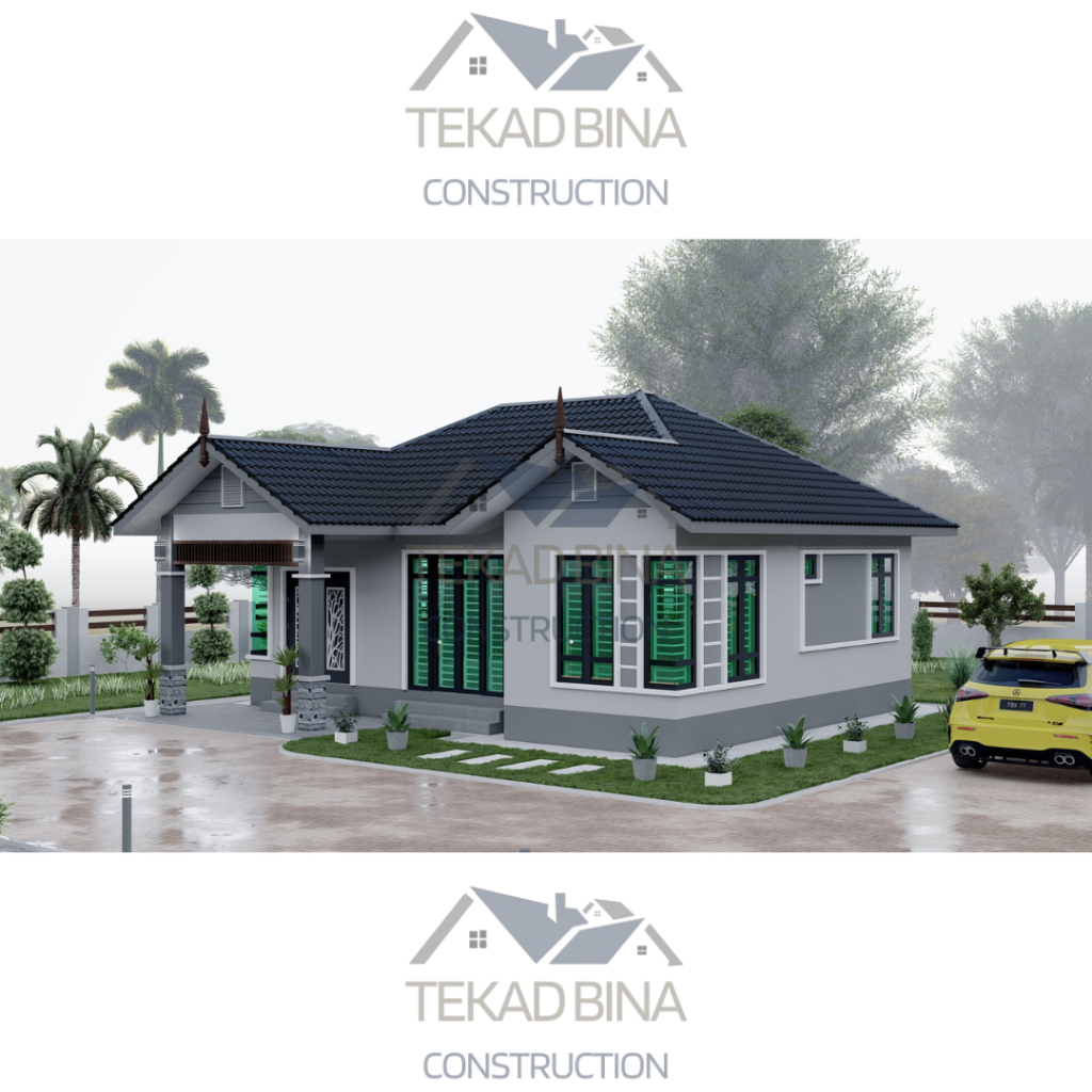 Pelan Rumah 1000kps | 3 Bilik 2 Bilik Air | Pelan Rumah 1 tingkat | Pelan 3D Perspektif | Rumah Idaman | Rumah Bajet