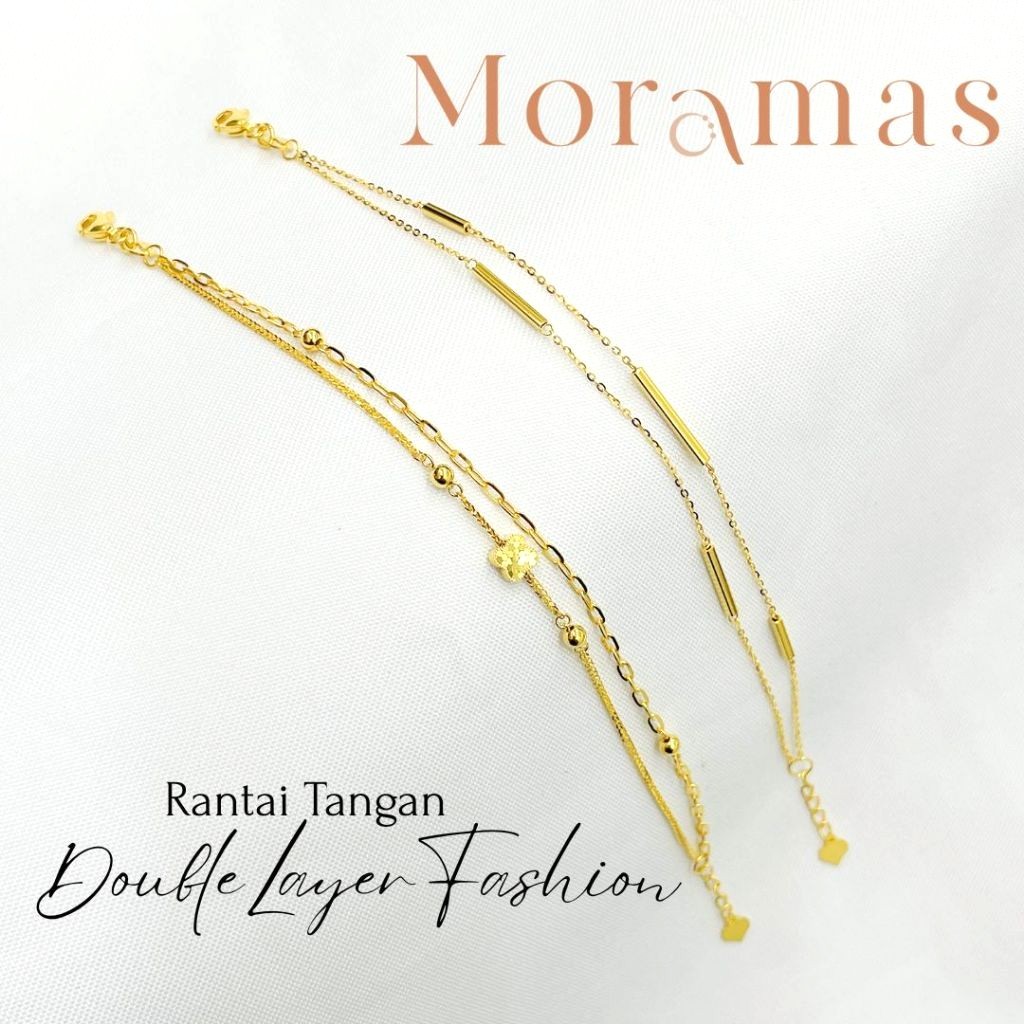 Moramas DOUBLE LAYER Bracelet 916 Gold/ Rantai Tangan 2 LAPIS FESYEN Emas 916 / 时尚手链916金