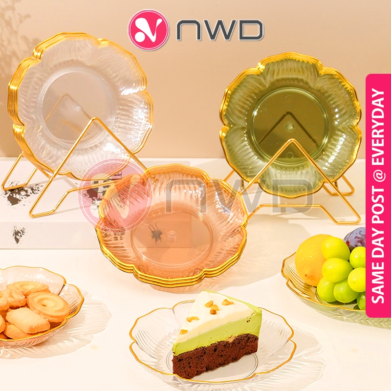 《 》Luxury Petal Shape Fruits Dessert Plate Food Snacks Cake Serving Tray 点心盘 NWD