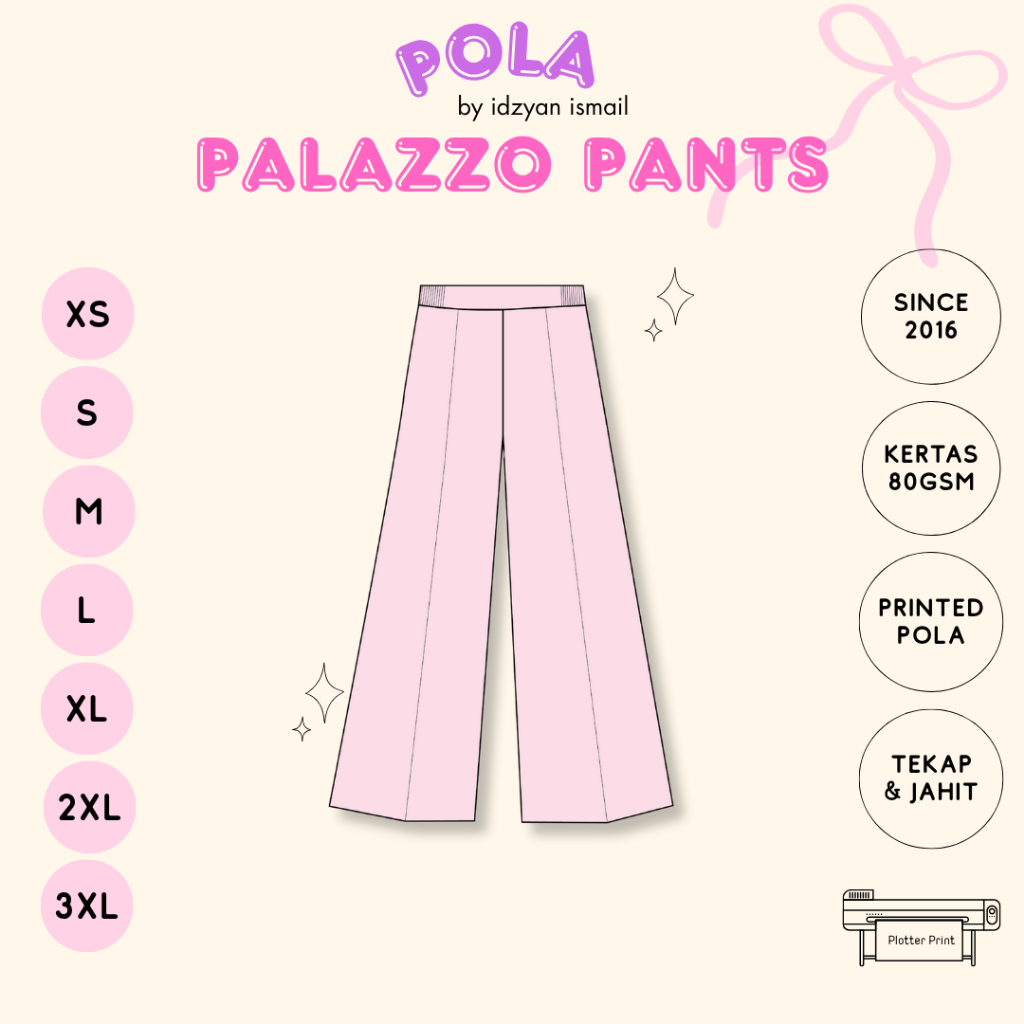 MUDAH JAHIT POLA SELUAR PALAZZO POLA SELUAR SEWING PATTERN PANTS POLA PANTS POLA DEWASA XS-3XL