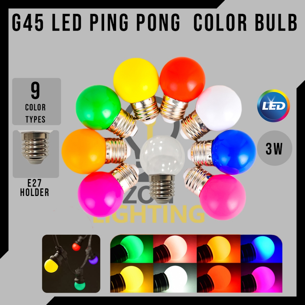 3W Led Colour Bulb Lampu Raya E27 Mentol Lampu Hiasan Hari Raya Warna Warni Led Color Light BULB DECORATION 灯泡 G45