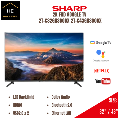 SHARP AQUOS 32 / 43 Inch Full HD Google TV Televisyen 2T-C32GH3000X 2T-C43GH3000X
