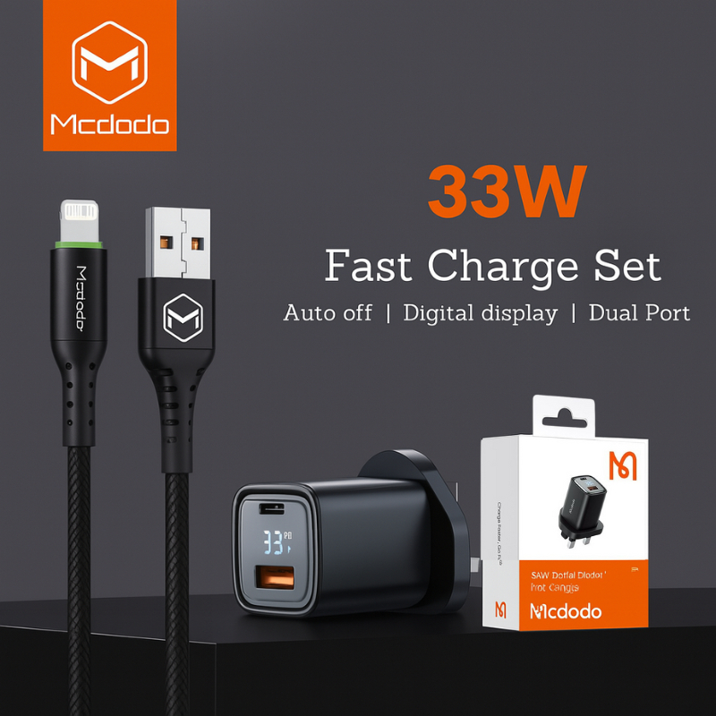 (12 Months Warranty) MCDODO 33W/20W Fast Charger 20W Fast Charger QC3.0 USB PD Dual Port For Android