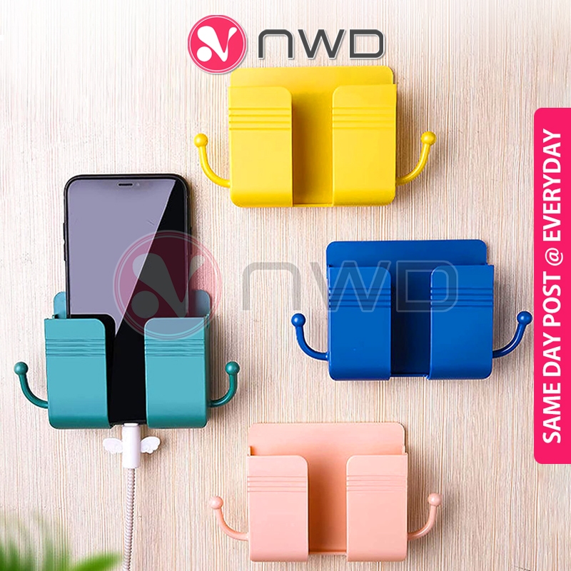 《 》Wall Mount Phone Holder Remote Control Key Cable Storage Hanger Cangkuk Barang 挂钩 NWD