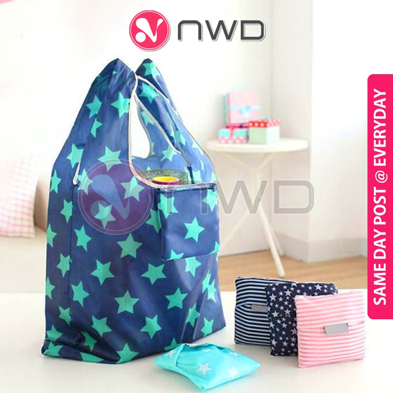 《 》Folding Shopping Recycle Bag Reusable Grocery Tote Pouch Travel Sling Eco Beg 環保袋 NWD