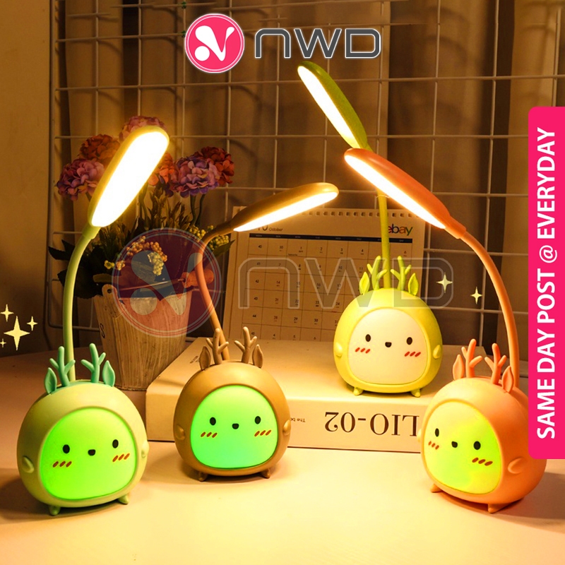《 》Cute Cartoon LED Desk Lamp USB Rechargeable Study Book Reading Mini Table Night Light Lampu Meja 桌灯