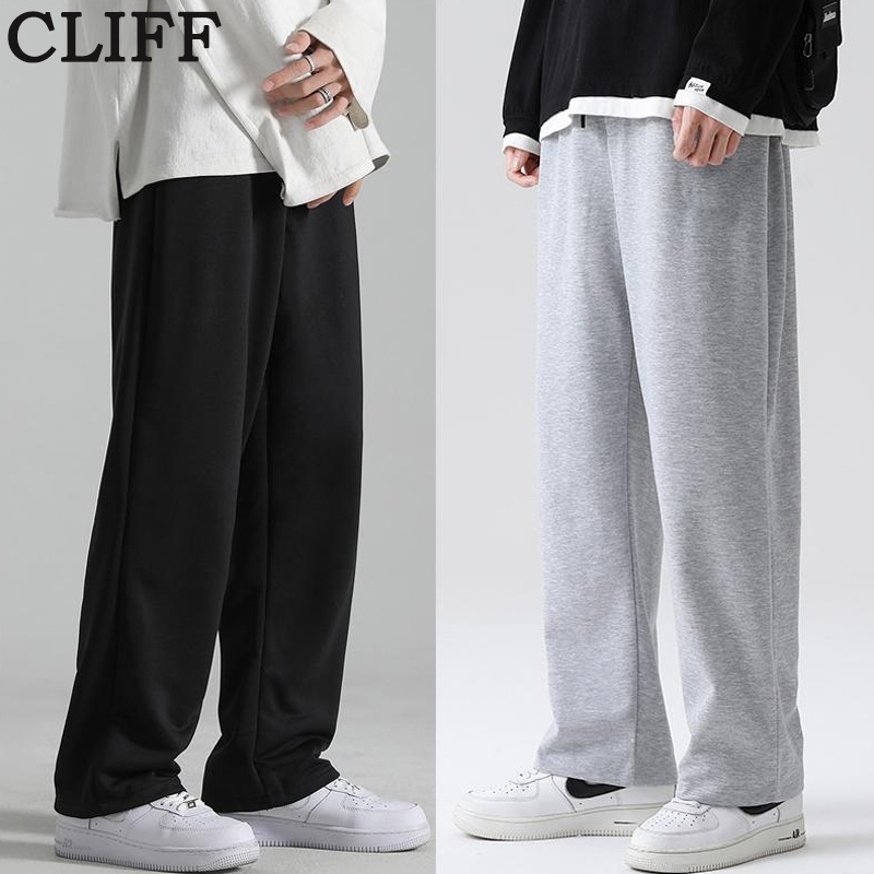 【Tempat Malaysia】CLIFF men Seluar longgar seluar kaki lurus kelabu hitam trend Korea Loose slacks