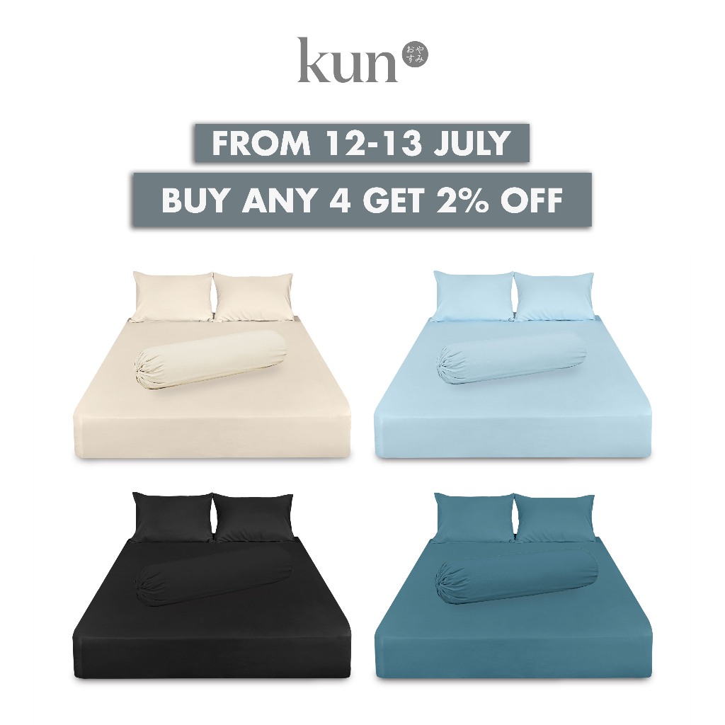 [Single Item Only] kun® Nagasaki Plain Series Premium Bed Linen; Pillowcase, Bolster Case, Fitted Bedsheet, Quilt Cover