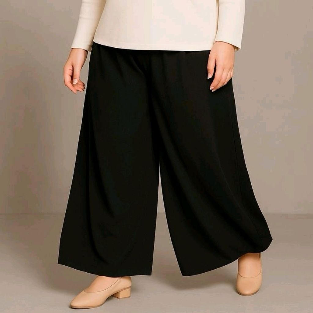 Seluar Palazzo Pants Plus-Size Viral 50kg-130kg untuk Wanita Elegan dan Sopan
