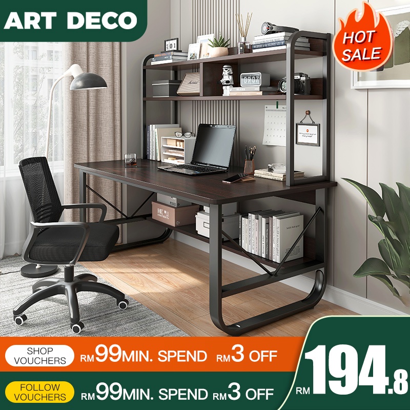 Study Table with Bookshelf Home Office Table Computer Table Writing Desk Computer Desk Meja Komputer Gaming Table