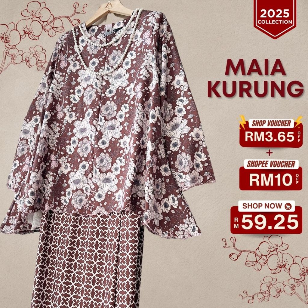 ZOE ARISSA Maia Sulam Kurung Baju Raya 2025 BF friendly Khawla Kurung Moden Wanita Printed Floral Vintage Nursing Flowy