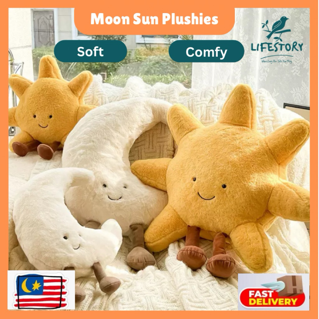Plush doll Plushies Stuffed Toy Doll Pillow Support Cushion Moon Sun Kids Office Rest Comfy Soft