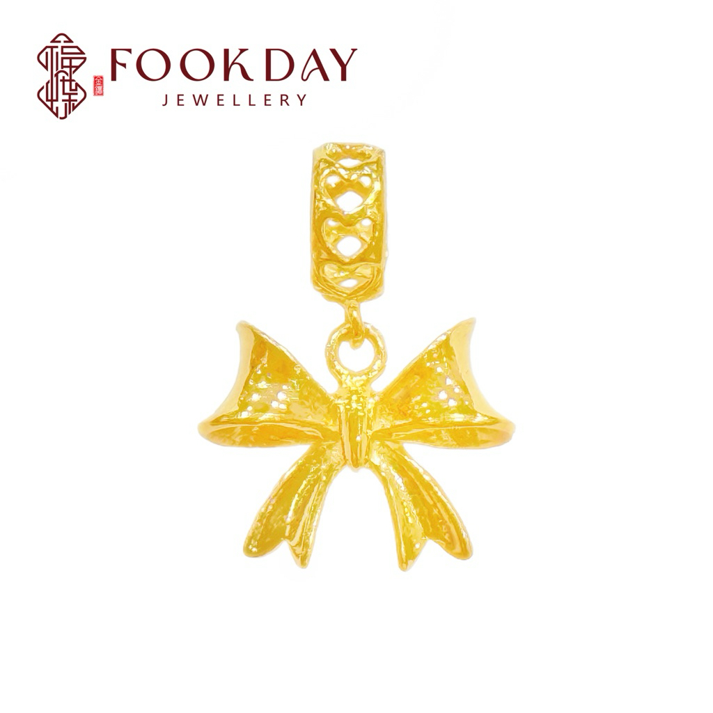 FOOKDAY 916 黄金蝴蝶结吊坠 Gold 916 Ribbon Bow Pendant Emas 916 Loket Tunduk Bajet Hadiah