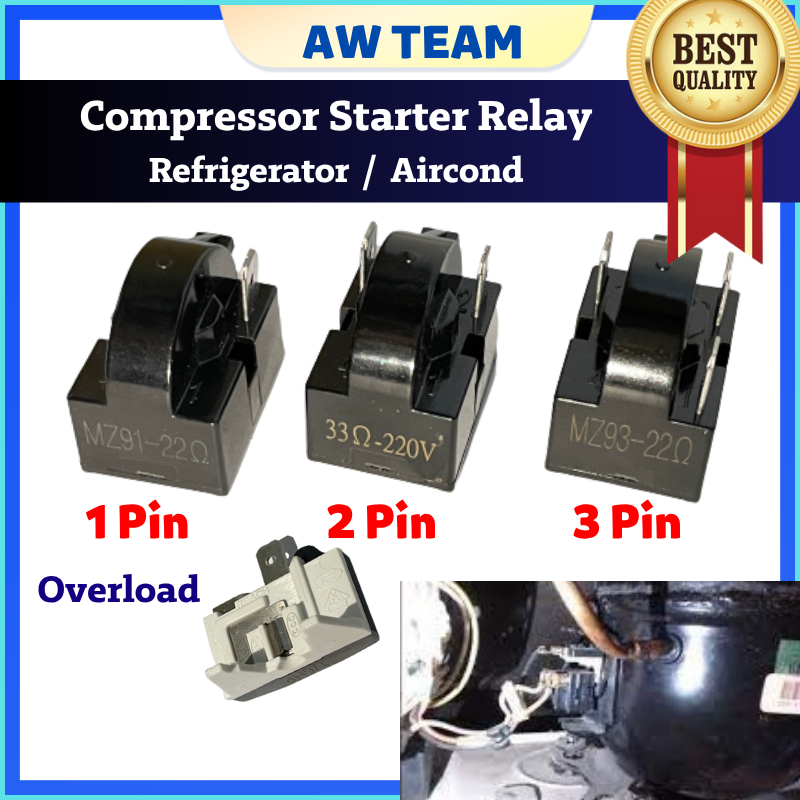 [ Top Quality ] Refrigerator Starter Relay Overload PTC Fridge Freezer Peti Ais Sejuk Minibar Compressor