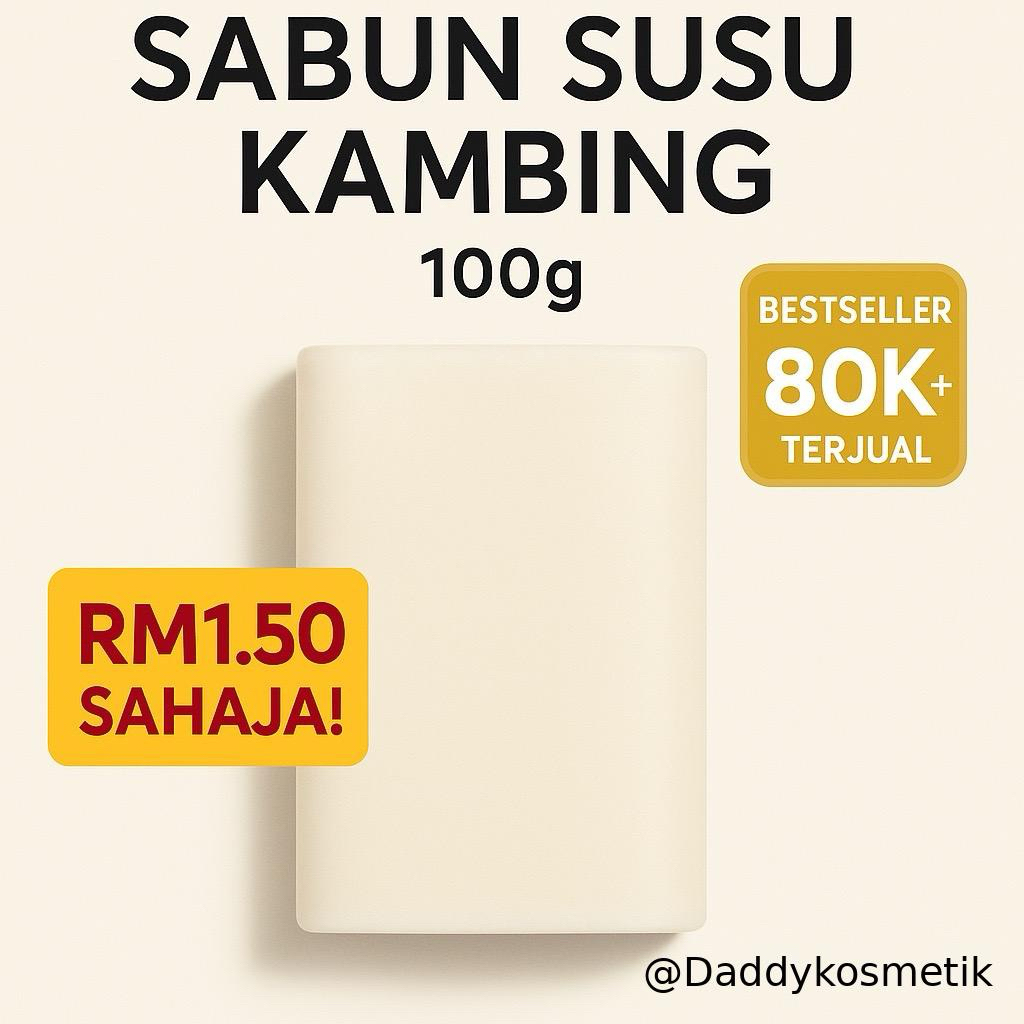 Sabun Susu Kambing 100g – Mencerahkan, Melembapkan & Lembut | Goat Milk Soap | Harga Borong RM1.5