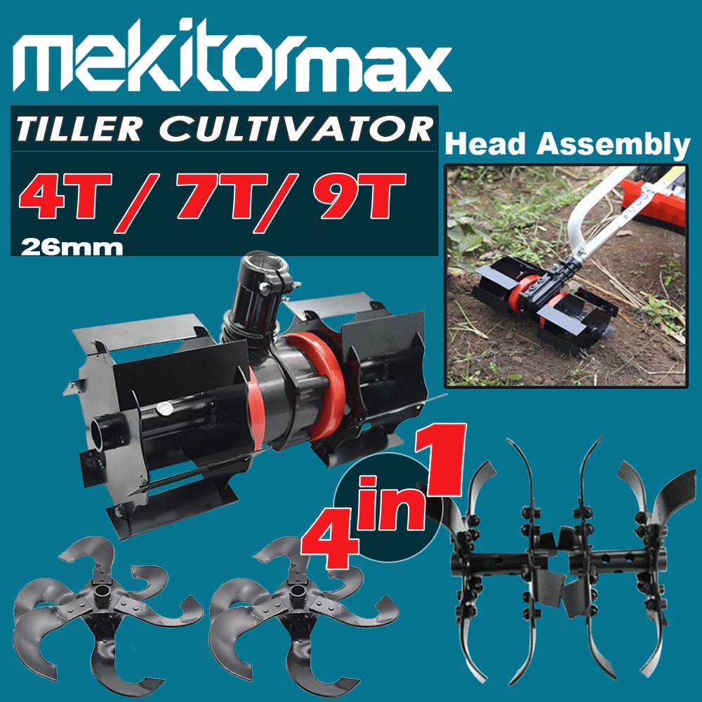 Mekitor brush cutter tiller cultivator attachment Weeding + Ditching + Tilling Attachment Set 4-in-1 26mm 4T / 7T / 9T