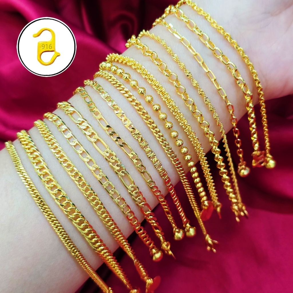 NEW Gelang Tangan Simple Emas Sadur 24K Emas Titanium Emas Bangkok 2025 A16
