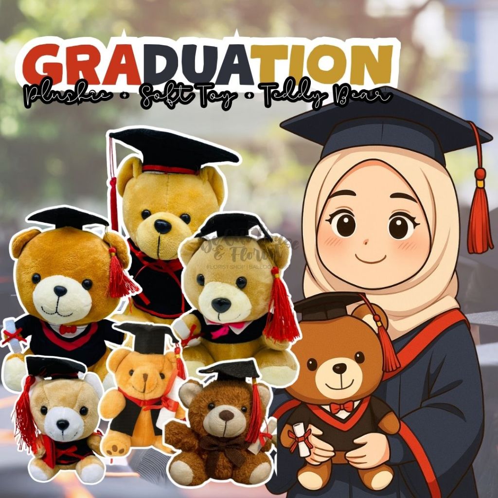 [Ready Stock] Teddy Bear Convocation Graduation Bear Plush Keychain Graduation Patung Hiasan Konvo Graduasi 毕业熊公仔
