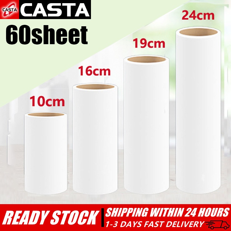 Sticky Lint Roller Refill Pack - 60-Sheet Dust & Pet Hair Remover for Clothes, Furniture & Car Seats