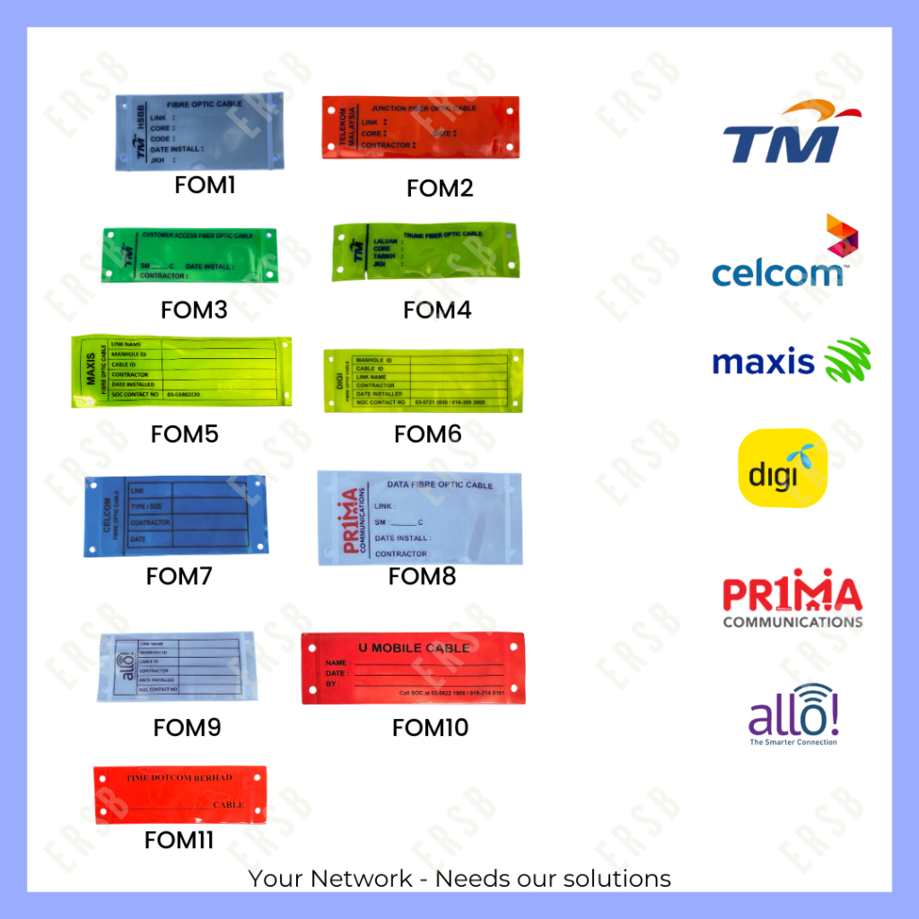 Reflective Tagging for Fiber Optic Cable CABLE TAGGING, FIBER OPTIC MARKER /MARKER/TAGGING DIGI, CELCOM, MAXIS, TELEKOM